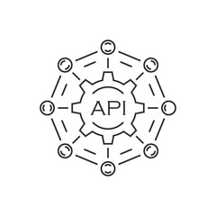 API icon in flat style. Software integration vector illustration on isolated background. Algorithm programming sign business concept.