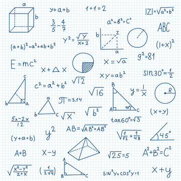 Hand drawn math symbols icon in flat style. Mathematics formula vector illustration on isolated background. School education sign business concept.