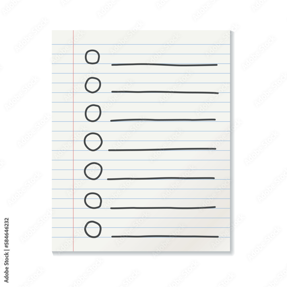 Poster realistic line paper note icon in flat style. to do list icon with hand drawn text vector illustrati
