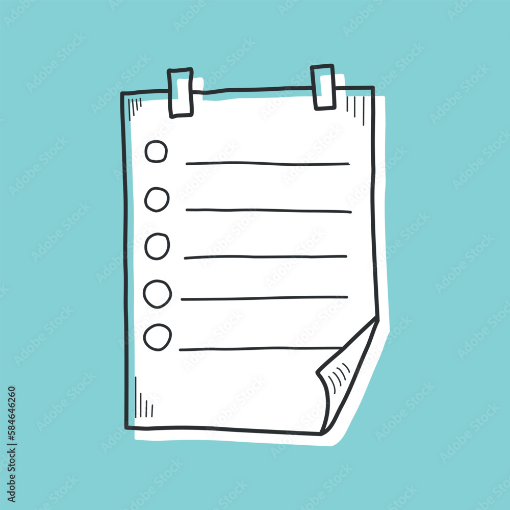 Poster hand drawn memo paper sheet icon in flat style. sticky note vector illustration on isolated backgrou