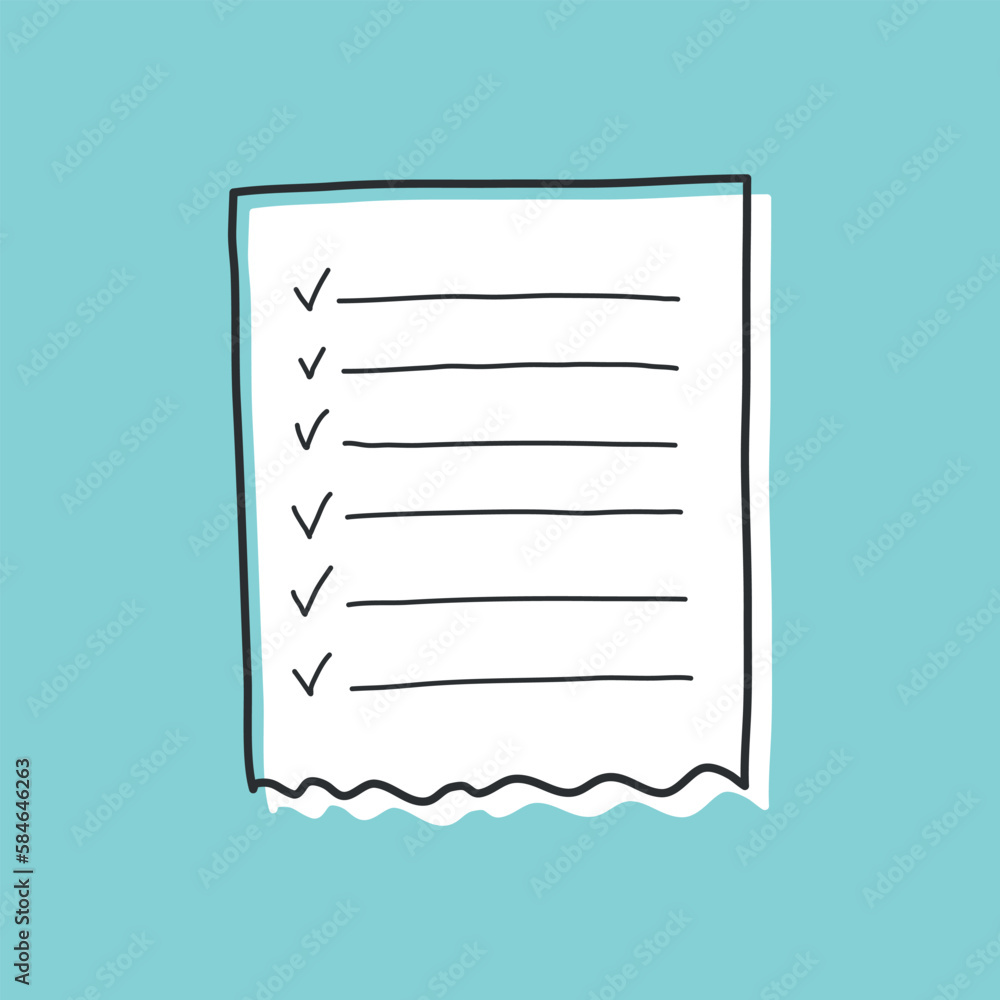 Poster hand drawn memo paper sheet icon in flat style. sticky note vector illustration on isolated backgrou