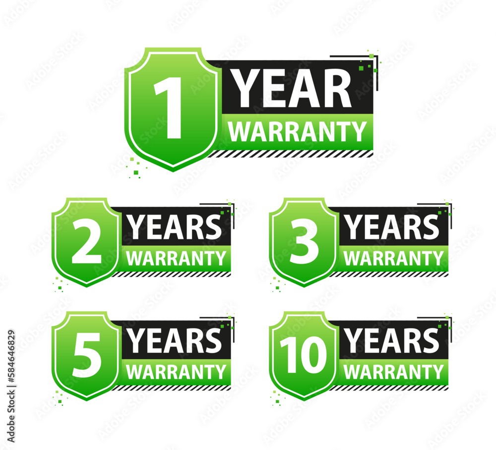 Poster years warranty shield label. assuring quality and durability with extended warranty coverage