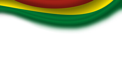Wavy flag of Bolivia against a horizontal white background. 3d illustration