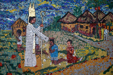 Saint Paul's catholic cathedral, Abidjan, Ivory Coast. Mosaic.