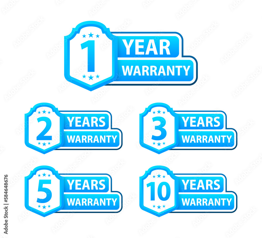 Poster years warranty shield label. assuring quality and durability with extended warranty coverage