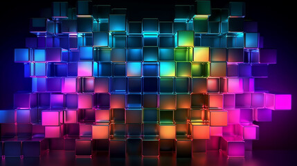 Wallpaper with glass squares. Design visual element for banner header poster or cover. Generative AI