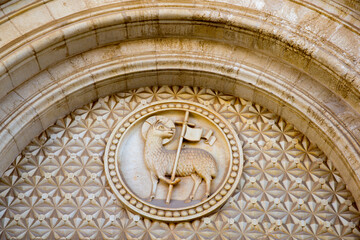 Obraz premium Danish church Lamb of God tympanum, Jerusalem, Israel.