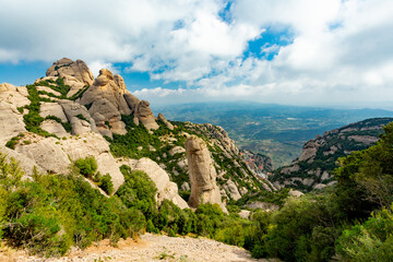 Fototapeta na wymiar Montserrat Abbey and mountain near Barcelona, Spain 