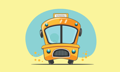vintage car Colorful Yellow School Bus Riding Creative Bus Running Kids School Bus Cartoon Type Front View Jolly Kids Bus Design Academic Elements Icon Logo sticker Cartoon 