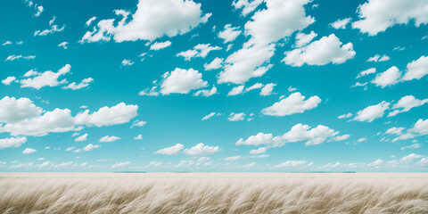 Summer blue sky and clouds on sea for background. Generative Ai