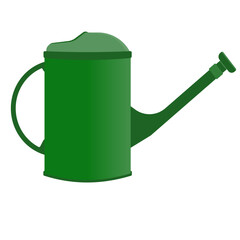 Green watering can for the garden, illustration, on a white background.