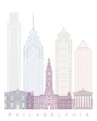 Philadelphia skyline in pastel color