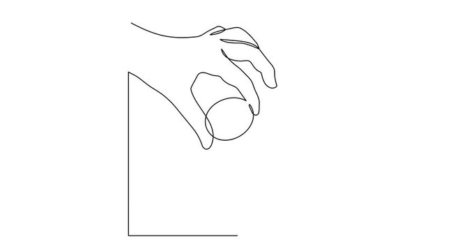ands click easter eggs one-line art animation, hand drawn palms continuous contour motion. Christian paschal traditional design,festive simple decoration.4k movie