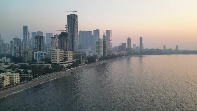 unset view in Dadar chow patty beach bird eye view mumbai