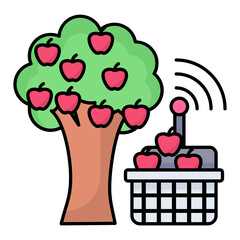 stereoscopic agriculture Concept, fruit ready to Pick Vector Icon Design, Smart farming symbol, e-agriculture Sign, digital agricultural revolution stock illustration