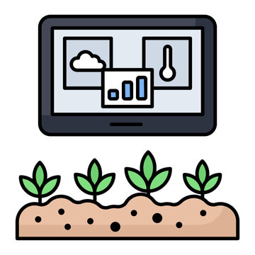 real-time data for crop care decisions  Concept, On-farm efficiency Vector Icon Design, Smart farming symbol, e-agriculture Sign, digital agricultural revolution stock illustration