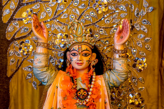 Janmashtami festival at Bhaktivedanta Manor, Watford, U.K. Nitai murthi (statue).