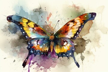 Obraz na płótnie Canvas Abstract watercolor colorful butterfly. Digital illustration. AI. Generative AI
