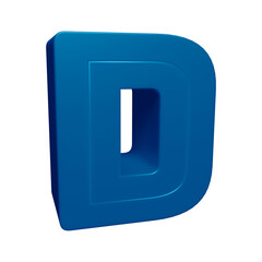 Blue alphabet letter d in 3d rendering for education concept
