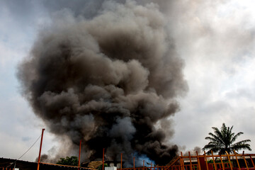 Fire in a paint factory in Abidjan, Ivory Coast.