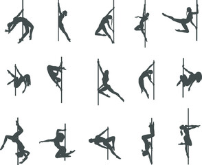 Pole dance women silhouette, Pole dance silhouette,  Pole dance SVG, Pole dance vecto, Pole dancer