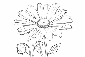 Daisy in a vector style isolated. Generative AI	