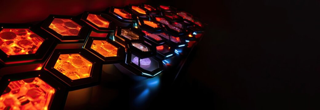 abstract background with hexagons. Generative AI image.