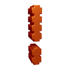 Brown exclamation mark symbol or icon design in 3d rendering 