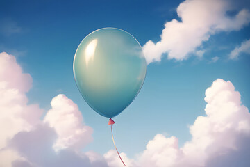 青空に浮かぶ風船 イラスト　generative ai