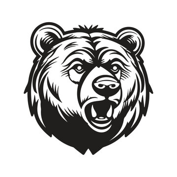bear mascot logo ,hand drawn illustration. Suitable For Logo, Wallpaper, Banner, Background, Card, Book Illustration, T-Shirt Design, Sticker, Cover, etc