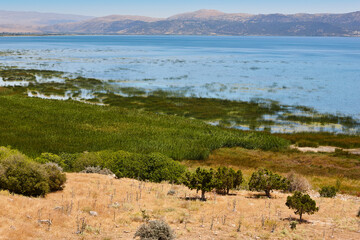 Landscape with lake and mountains in Anatolia region. Turkey