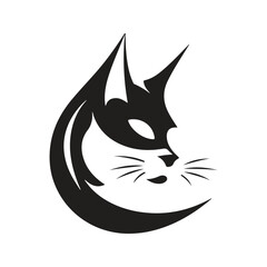 cat mascot logo ,hand drawn illustration. Suitable For Logo, Wallpaper, Banner, Background, Card, Book Illustration, T-Shirt Design, Sticker, Cover, etc
