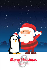 Christmas card in flat style. Greating vector card