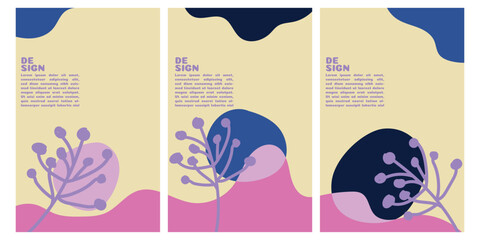 Vector colorful with abstract organic hand drawn minimalist shape background contemporary collage.