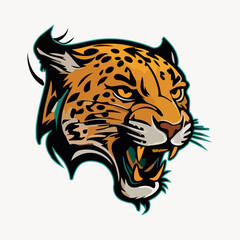 Jaguar head mascot esport logo vector illustration with isolated background