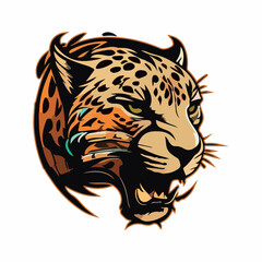 Jaguar head mascot esport logo vector illustration with isolated background