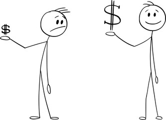 How to Invest Money with Success, Vector Cartoon Stick Figure Illustration