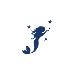 Mermaid icon isolated on transparent background