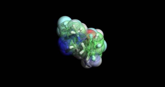 Sitagliptin, type 2 diabetes mellitus drug  3D molecule 4K spinning
