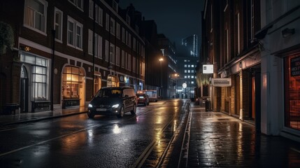 Fototapeta na wymiar night city street, generative AI