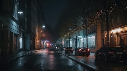 Fototapeta premium street in night, generative AI