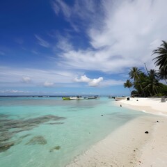 beach with coconut palm, generative AI