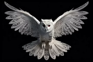 Photo sur Plexiglas Dessins animés de hibou Generative AI: beautiful white owl with spread wings