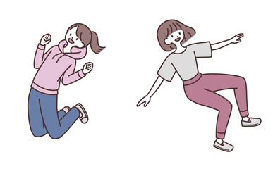 ジャンプする女性