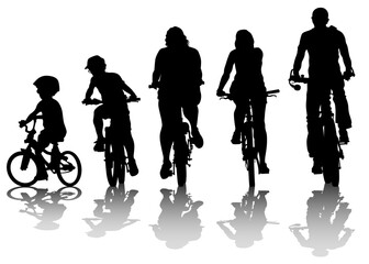 Sport people whit bike on white background - 584675888