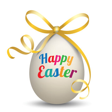 Natural Easter Egg Yellow Ribbon Happy Easter