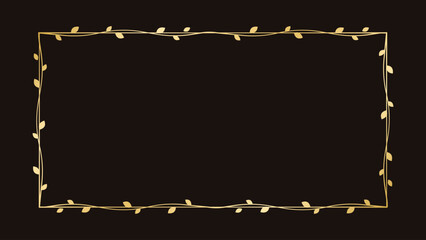 Obraz premium Rectangle golden frame with botanical design. Round vine frame wedding elegant wreath. Vector isolated illustration.