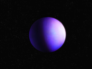 Obraz na płótnie Canvas Amazing planet, science fiction background. Exoplanet in space. Alien planet in purple colours.