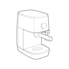 Coffee maker outline drawing vector, Coffee maker drawn in a sketch style, black line Coffee maker practice template outline, vector Illustration.