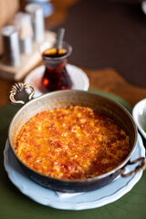 Traditional Turkish breakfast with Menemen